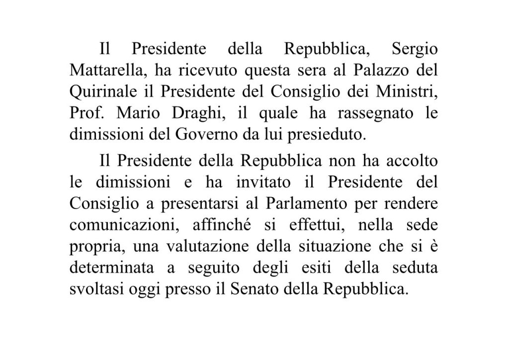 La fine di un governo politico chiamato "I Draghi"